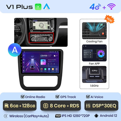 Junsun V1pro AI Stimme 2 din Android Auto Radio Für VW Volkswagen Scirocco 2008-2013 Carplay 4G Auto Multimedia GPS 2din autoradio 