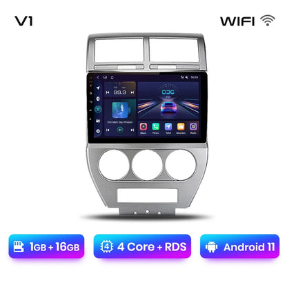 Junsun V1 AI Voice - Radio inalámbrica CarPlay Android para Jeep Compass 2007-2009, 4G, GPS, 2DIN 