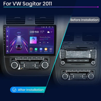 Radio de coche Junsun con CarPlay inalámbrico y Android Auto para VW Sagitar 2011 con GPS y sistemas inteligentes. 