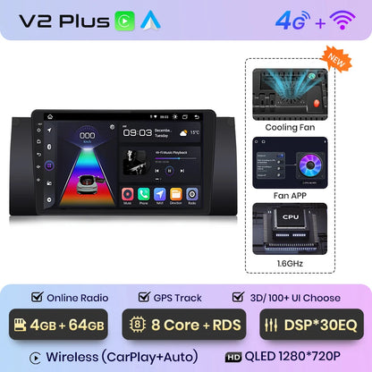 Junsun V1 Plus AI Voice Android Auto Radio para BMW E53 Carplay 4G Car Multimedia GPS 2DIN Autoradio 