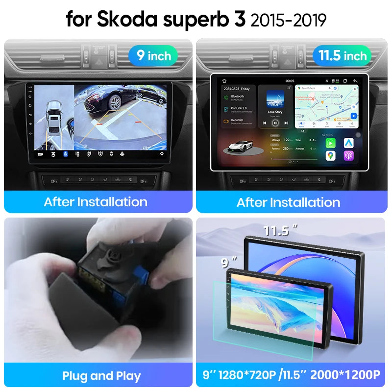 Junsun Wireless CarPlay Car Radio For Skoda Superb 3 2015 - 2019 Android Multimedia