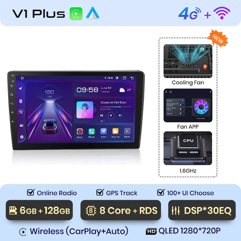 Junsun CarPlay inalámbrico Android Auto Radio para VOLKSWAGEN POLO 2004 2005 2006-2010 Sistemas inteligentes para coche RDS BT WiFi 2 DIN 