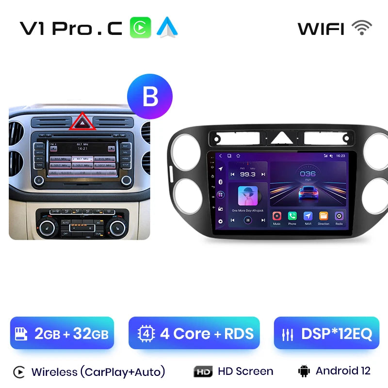 Junsun V1pro AI Voice 2 DIN Android Auto Radio para VW Volkswagen Tiguan 1 NF 2006-2016 Carplay Car Multimedia GPS 2 DIN autorradio 