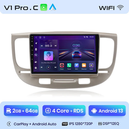 Radio Junsun V1 Plus para Kia RIO 2 2005-2011 con CarPlay inalámbrico, Android Auto, sistema inteligente para coche, 2 DIN, DVD. 