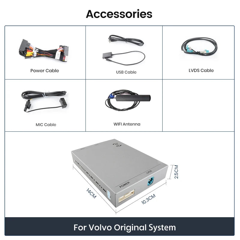 Junsun Wireless Carplay for Volvo, Android Auto, Airplay, Mirror Link, Car Accessories, Models For XC60, S60, V40, V60, XC90, S