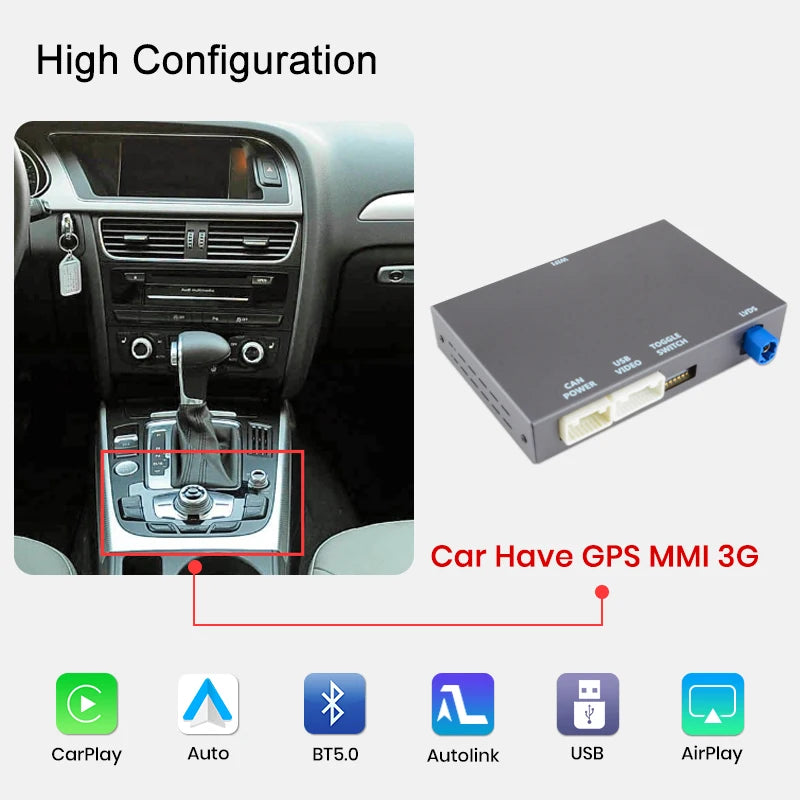 Junsun Wireless CarPlay Android Auto Interface Adapter For Audi A4 B8 A5 Q5 S5 2009-2015 with AirPlay Mirror Link Bluetooth