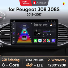 Radio Junsun para Peugeot 308 308S 2013-2017 con CarPlay inalámbrico, Android Auto, sistema inteligente para coche, 2 DIN, DVD. 