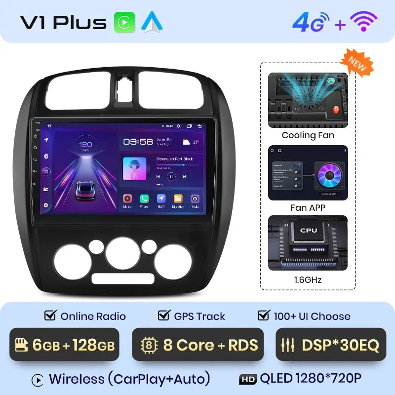 Radio Junsun CarPlay inalámbrica Android Auto para MAZDA 323, HAIMA, FREEMA, FORD LASER 2002-2008, sistemas inteligentes para coche, RDS, Bluetooth, WiFi 