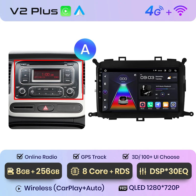 Junsun V1pro AI Voice 4G Carplay Android Auto Multimedia Player For Kia Carens 2013-2018 2din Car Radio GPS autoradio bluetooth