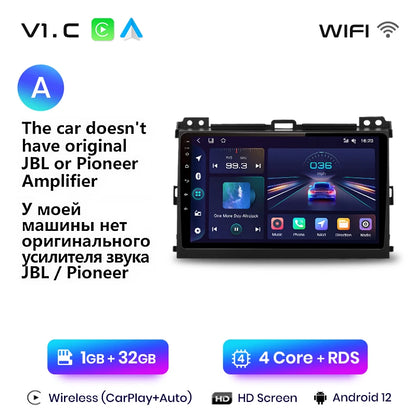 Junsun V1 Wireless CarPlay Android Auto Radio For Toyota Land Cruiser Prado 120 2004 - 2009 4G Car Multimedia GPS 2din autoradio