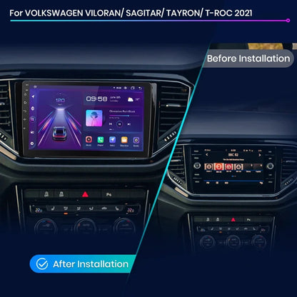 Junsun CarPlay inalámbrico Android Auto Radio para VW VILORAN SAGITAR TAYRON T-ROC 2021 Sistemas inteligentes para coche RDS BT WiFi 2 DIN 