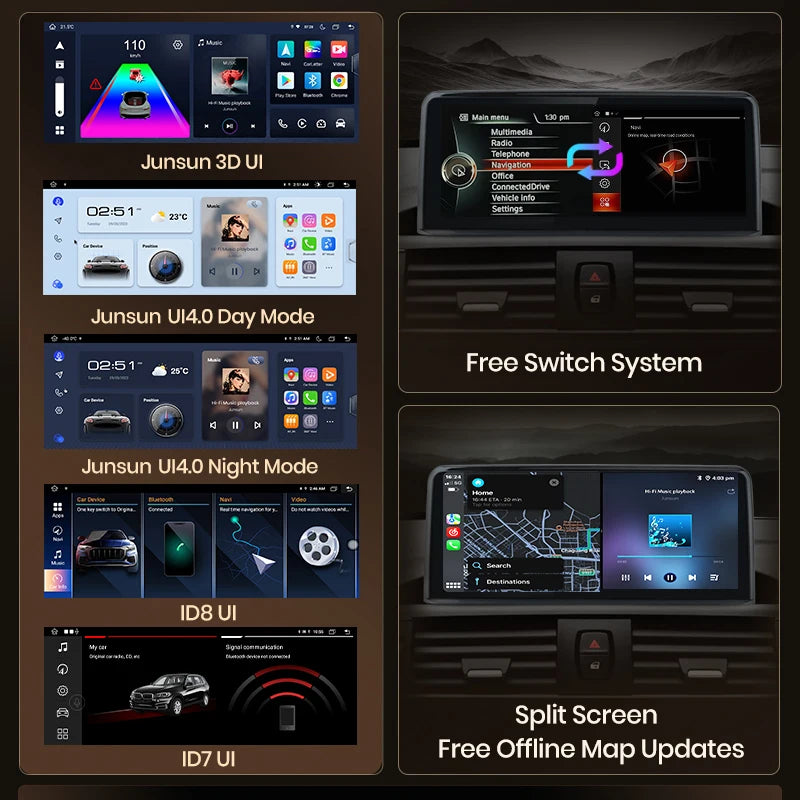 Junsun Wireless CarPlay Andorid Auto Car Radio For BMW Series 1 2 3 4 F20 F21 F22 F30 F31 F32 F33 F34 F36 GPS 4G WiFi Multimedia