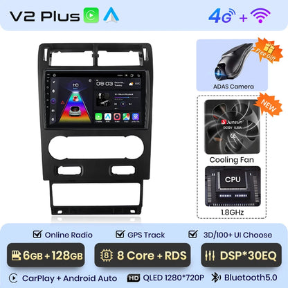 Radio Junsun V1 Plus para Ford Mondeo 3 2004-2007 con CarPlay inalámbrico, Android Auto, sistema inteligente para coche, 2 DIN, DVD. 