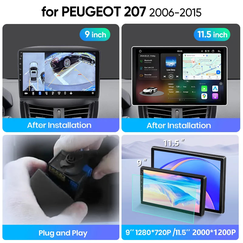 Junsun Wireless CarPlay Car Radio For Peugeot 207 207CC 2006 2007 2008-2015 Android Multimedia