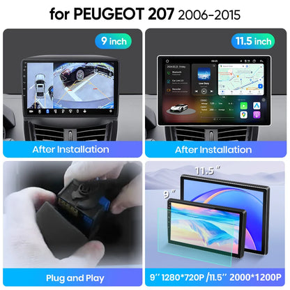 Junsun Wireless CarPlay Car Radio For Peugeot 207 207CC 2006 2007 2008-2015 Android Multimedia