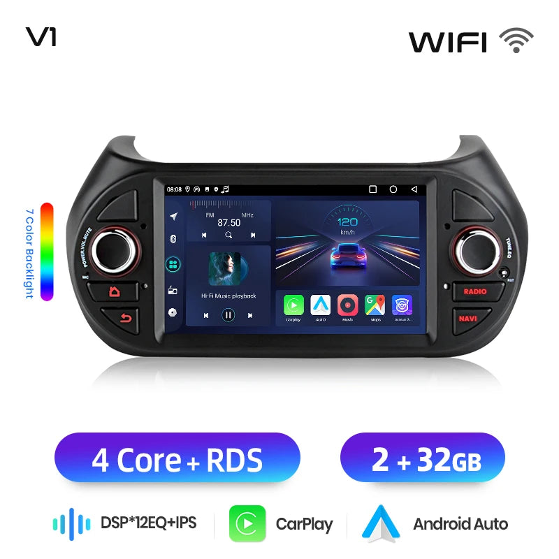 Junsun Wireless CarPlay Car Radio for Fiat Fiorino 2008 2009 2010-2017 Android Multimedia