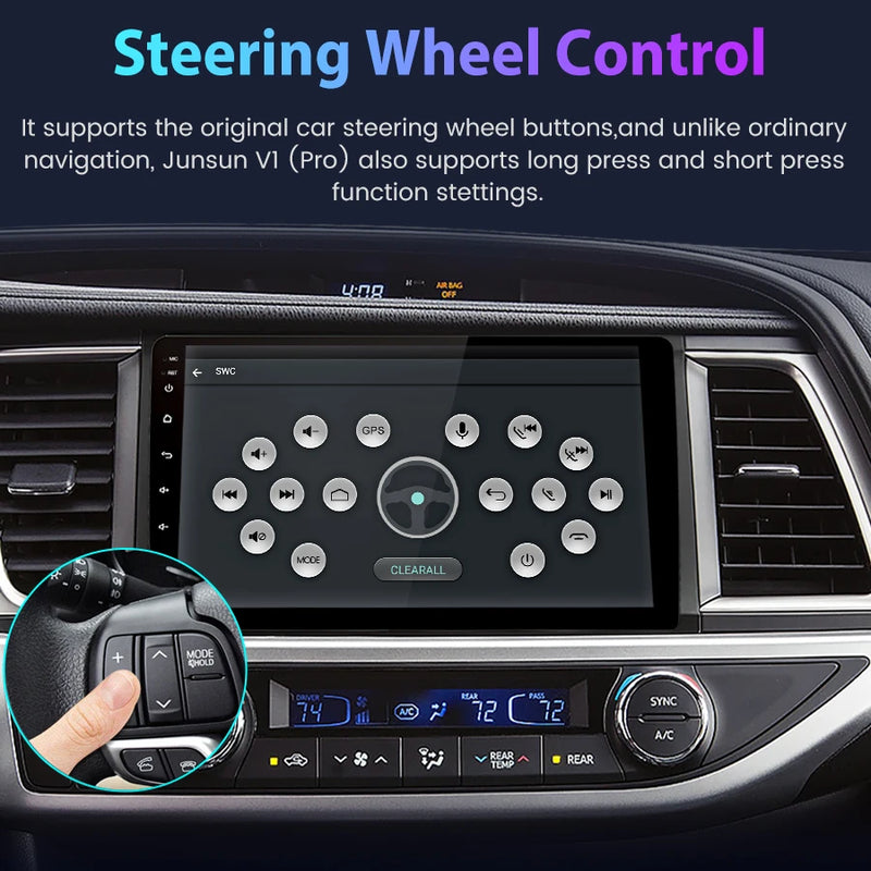 Junsun Car Radio For Toyota Highlander 2014-2019 Built in Carplay Android Auto Car Stereo Android Head Unit WiFi GPS Navigation