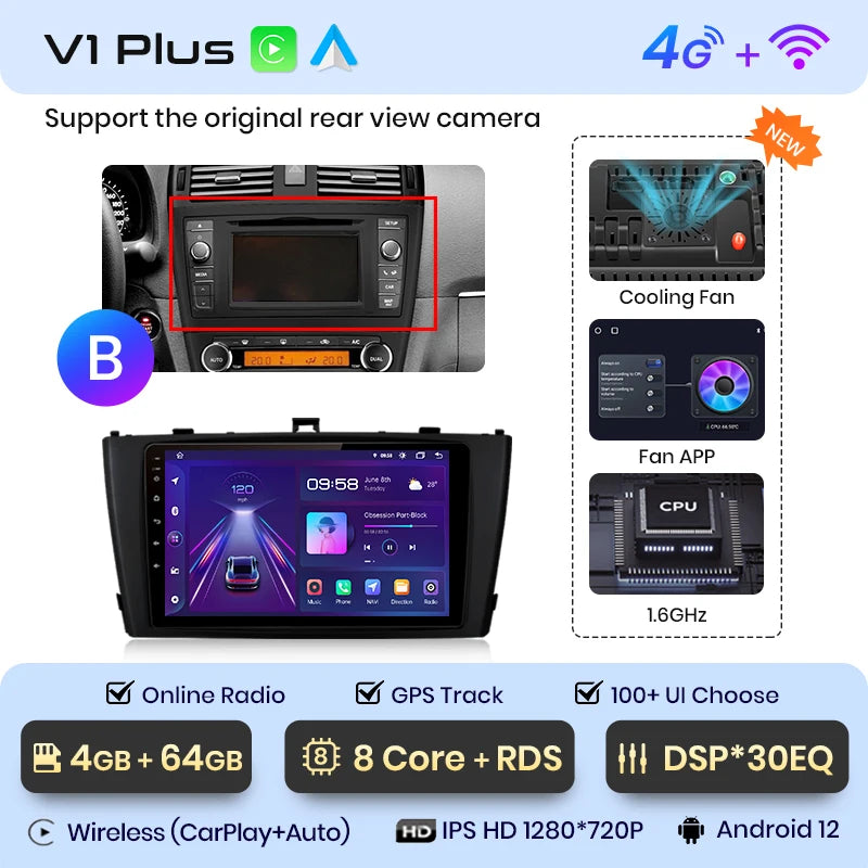 Junsun V1pro AI Voice 2 din Android Auto Radio For Toyota Avensis T27 2008-2015 Carplay 4G Car Multimedia GPS 2din autoradio