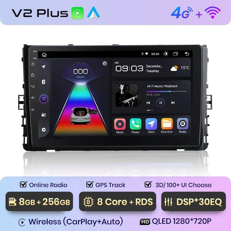 Junsun CarPlay inalámbrico Android Auto Radio para VOLKSWAGEN LAVIDA PLU 2018 Sistemas inteligentes para coche RDS BT WiFi 2 DIN 