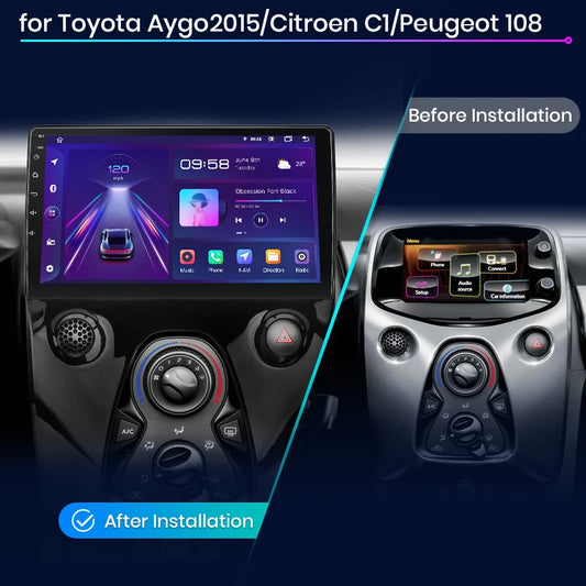 Junsun V1 Plus Car Radio For Peugeot 108 Citroen C1 Toyota Aygo 2014 - 2021 wireless CarPlay Android Auto No 2 din 2din DVD