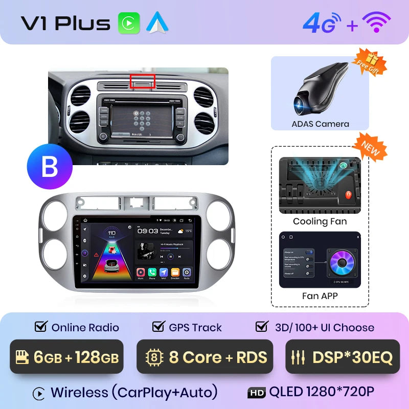 Junsun V1pro AI Voice 2 DIN Android Auto Radio para VW Volkswagen Tiguan 1 NF 2006-2016 Carplay Car Multimedia GPS 2 DIN autorradio 
