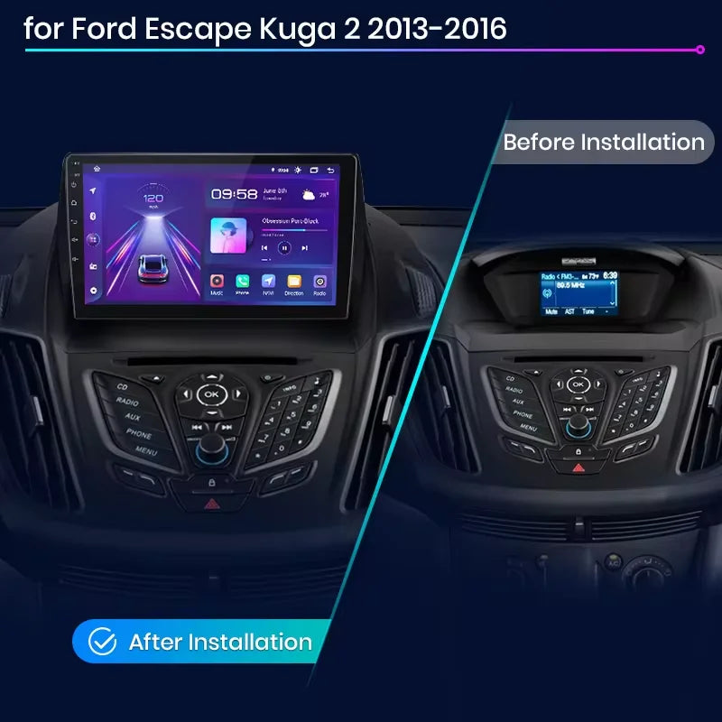 Junsun V1 pro 2 DIN Android Auto Radio para Ford Escape Kuga 2 C-MAX 2013-2016 Carplay 4G Car Multimedia GPS 2 DIN Autoradio 