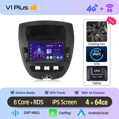 Junsun Wireless CarPlay Car Radio for Peugeot 107 Toyota Aygo Citroen C1 2005-2014 Android Multimedia
