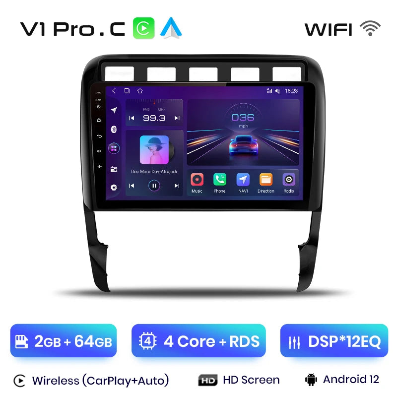 Junsun V1 AI Voice - Radio inalámbrica CarPlay Android para Porsche Cayenne 1 9PA 2002-2010, 4G, GPS, 2DIN 