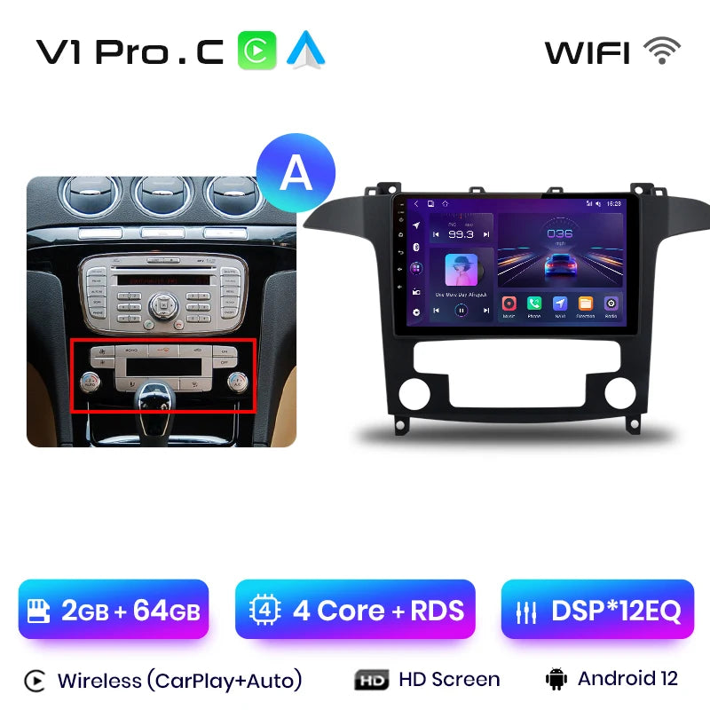 Junsun V1pro AI Stimme 2 din Android Auto Radio Für Ford S-Max S max 2007 - 2015 Carplay 4G Auto Multimedia GPS 2din autoradio 
