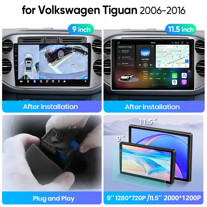 Junsun Wireless CarPlay Car Radio For VW Volkswagen Tiguan 1 NF 2006-2016 Android Multimedia