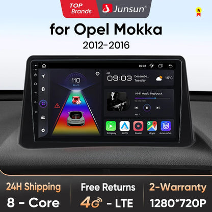 Radio Junsun V1 Plus para Opel Mokka 2012-2016 con CarPlay inalámbrico, Android Auto, sistema inteligente para coche, 2 DIN, DVD. 