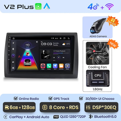 Radio Junsun V1 Plus para Fiat Stilo 2001-2010 con CarPlay inalámbrico, Android Auto, sistema inteligente para coche, 2 DIN, DVD. 