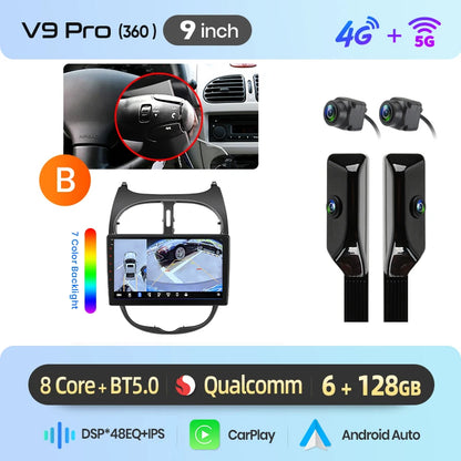 Junsun Wireless CarPlay Car Radio For Peugeot 206 2001 2002 2003 2004-2008 Android Multimedia