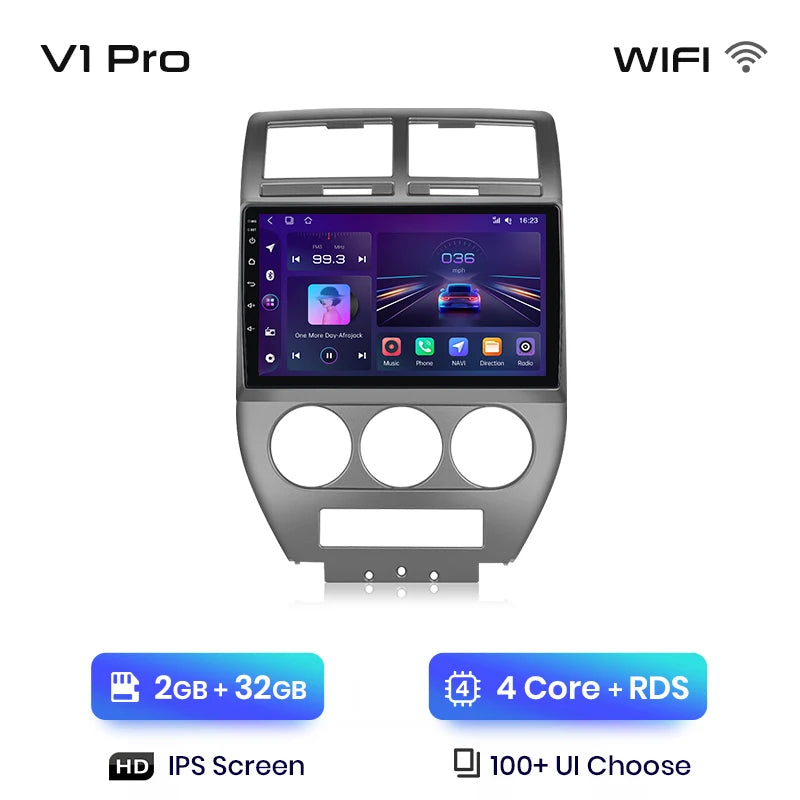 Junsun V1 AI Voice - Radio inalámbrica CarPlay Android para Jeep Compass 2007-2009, 4G, GPS, 2DIN 