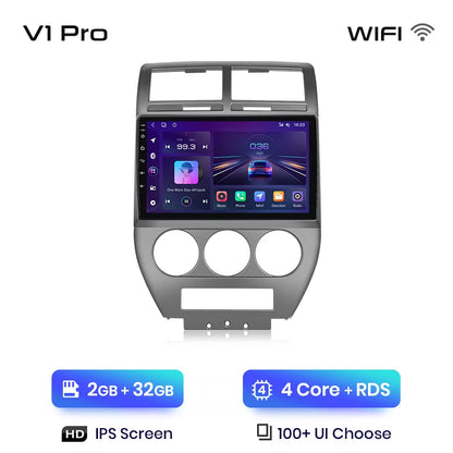 Junsun V1 AI Voice - Radio inalámbrica CarPlay Android para Jeep Compass 2007-2009, 4G, GPS, 2DIN 