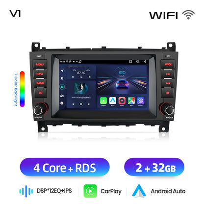 Junsun Wireless CarPlay Car Radio For Mercedes Benz C-Class W203 CLC CL203 CLK W209 W219 2004-2011 Android Multimedia