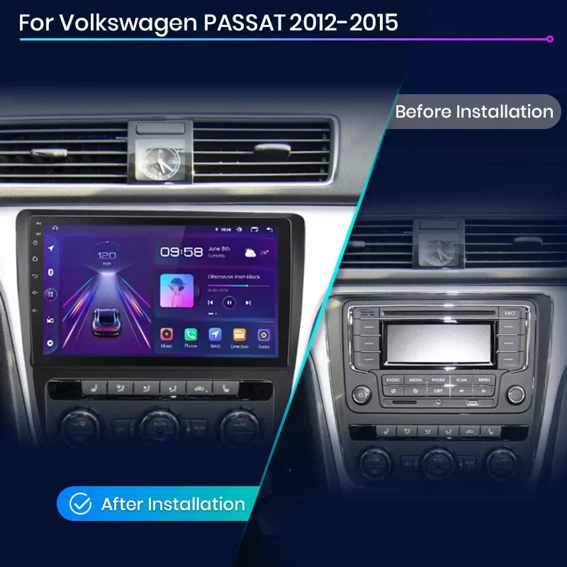 Junsun CarPlay inalámbrico Android Auto Radio para VOLKSWAGEN PASSAT 2012 2013 2014 2015 Sistemas inteligentes para coche RDS BT WiFi 2 DIN 