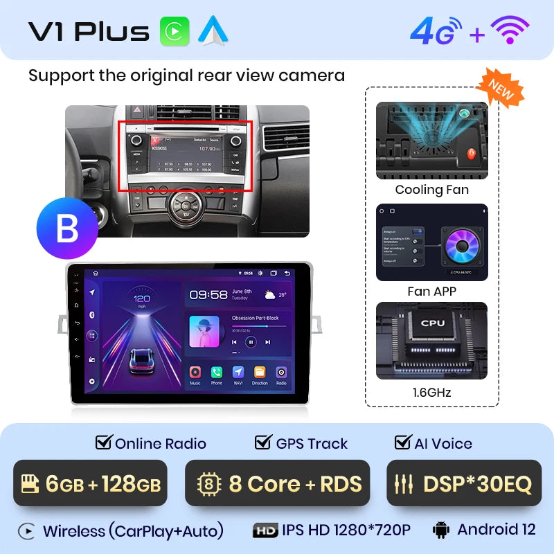 Junsun V1 AI Voice Wireless CarPlay Android Auto Radio for Toyota Verso R20 2009 - 2018 4G Car Multimedia GPS 2din autoradio