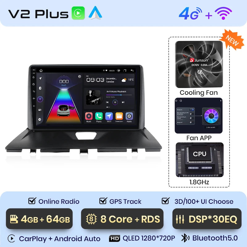 Radio Junsun V1 Plus para Peugeot Expert 2007-2016 con CarPlay inalámbrico, Android Auto, sistema inteligente para coche, 2 DIN, DVD. 