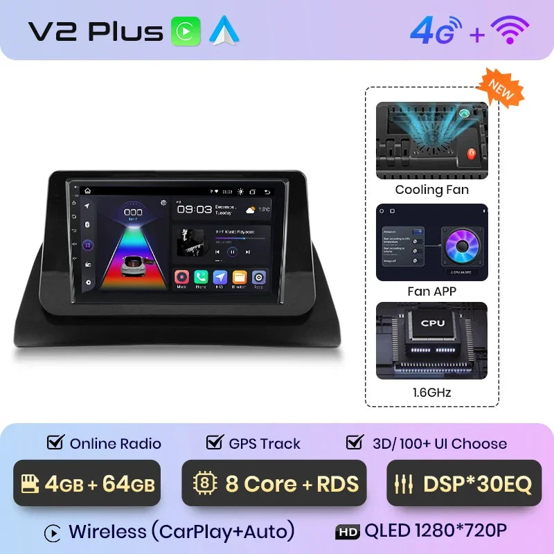 Radio de coche Junsun Wireless CarPlay Android Auto para Renault Kangoo 2008, 2009, 2010, 2011, 2012-2018, sistemas inteligentes multimedia 
