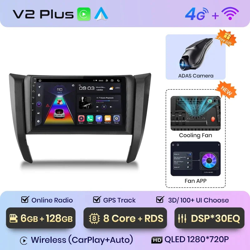 Radio Junsun CarPlay inalámbrica Android Auto para Nissan Navara Frontier NP300 4 D23 2014-2021 con sistema inteligente RDS, Bluetooth y WiFi. 
