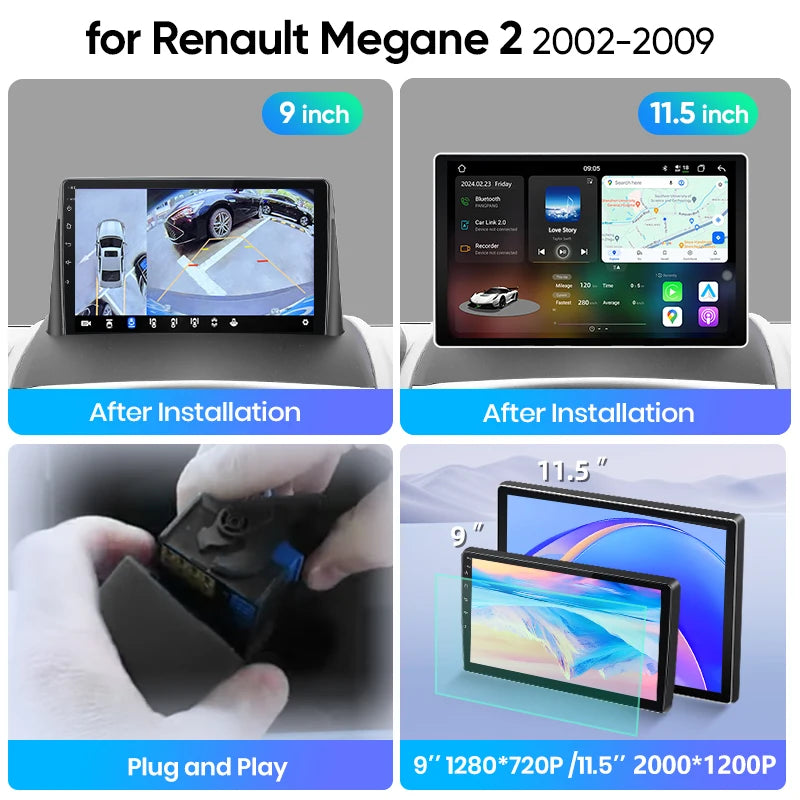 Junsun Wireless CarPlay Car Radio For Renault Megane 2 2002 2003 2004-2009 Android Multimedia