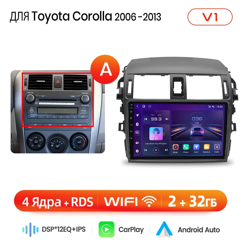 Junsun AI Wireless CarPlay Android Auto Car Radio For Toyota Corolla E140 E150 2006 2007-2013 4G GPS Smart Intelligent Systems