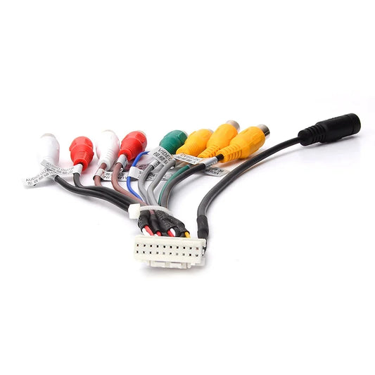 Cable adaptador de entrada auxiliar con salida RCA para radio estéreo de coche Junsun con micrófono, accesorios para coche 