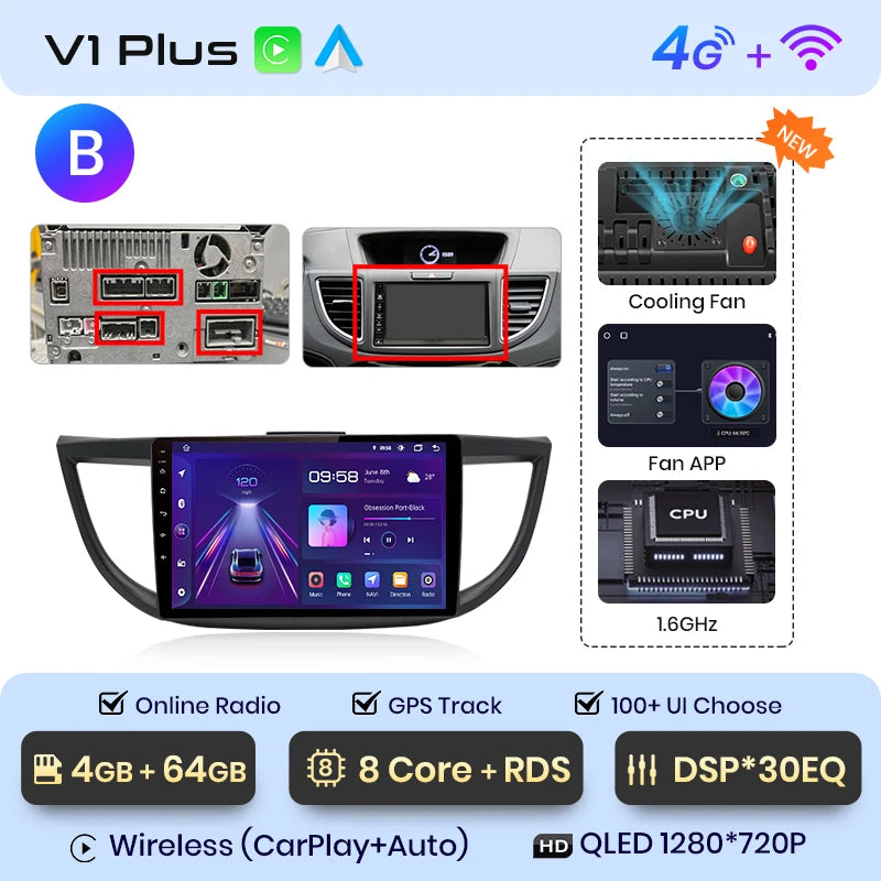 Junsun V1pro AI Voice 2 din Android Auto Radio For Honda CRV CR-V 2012-2016 Carplay Car Multimedia GPS 2din autoradio