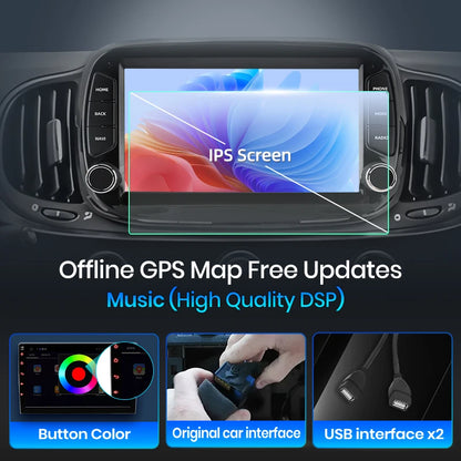 Junsun Wireless CarPlay Car Radio For Fiat 500 2016 2017 2018 2019 Android Multimedia