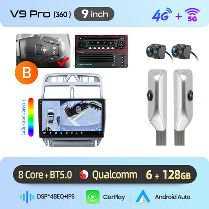 Junsun Wireless CarPlay Car Radio For Peugeot 307 307CC 307SW 2002 2003-2013 Android Multimedia