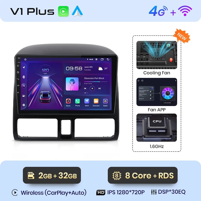 Junsun V1 pro AI Voice 2 din Android Auto Radio for Honda CR-V CRV 2 2001 - 2006 Car Radio Multimedia GPS Track Carplay 2din dvd