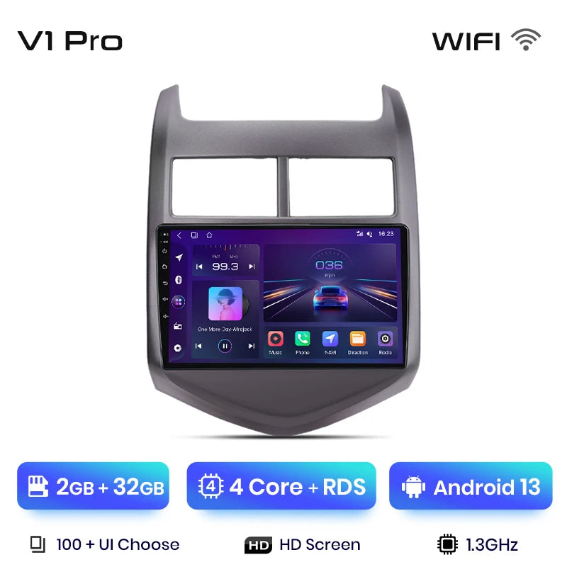 Radio Junsun V1 Plus para Chevrolet Aveo 2 Sonic T300 2011-2015 con CarPlay inalámbrico, Android Auto, 2 DIN, DVD. 