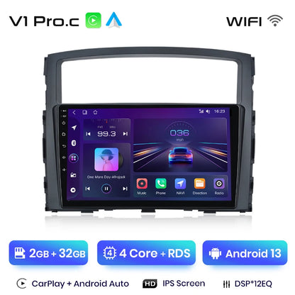 Radio Junsun V1 Plus para Mitsubishi Pajero 4 V80 V90 2006-2014 con CarPlay inalámbrico, Android Auto, 2 DIN, DVD. 